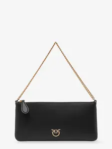 PINKO Horizontal Flat Leather Shoulder Bag