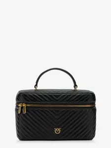 PINKO Leather Beauty Case with Metal Love Birds Logo