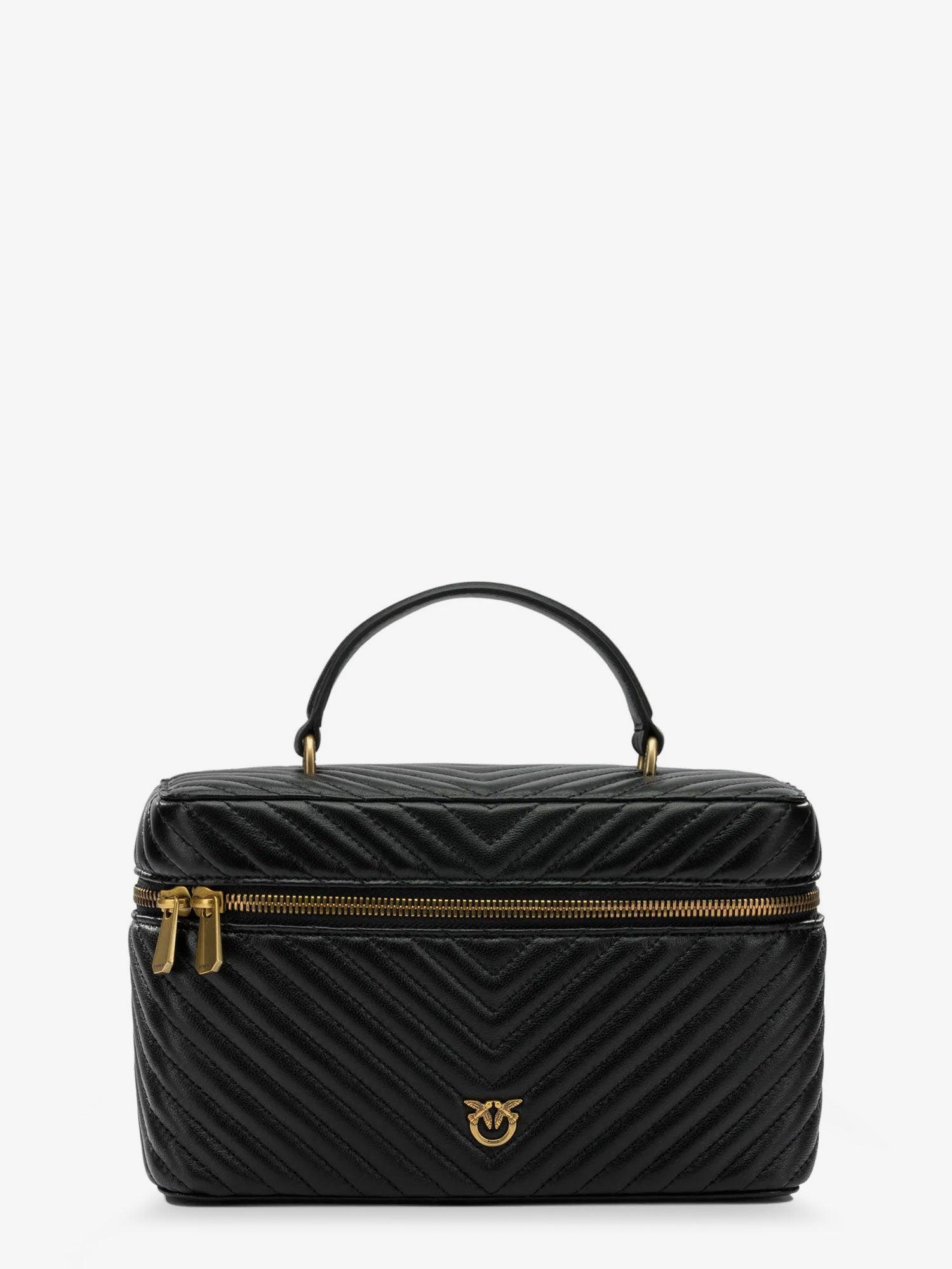 PINKO Leather Beauty Case with Metal Love Birds Logo