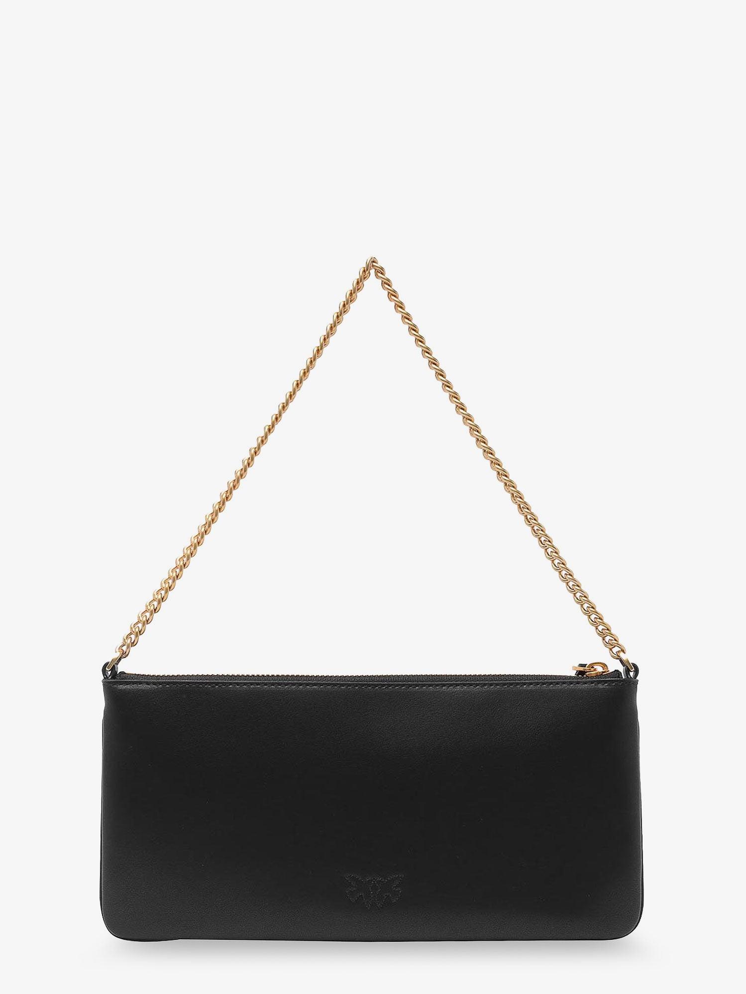 PINKO Horizontal Flat Leather Shoulder Bag