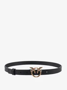 Love berry leather belt with love birds buckle - PINKO