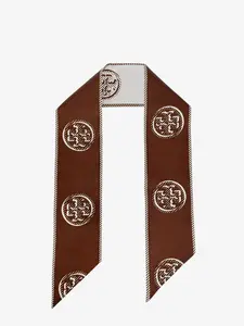 Medallion Logo Ribbon silk tie - TORY BURCH