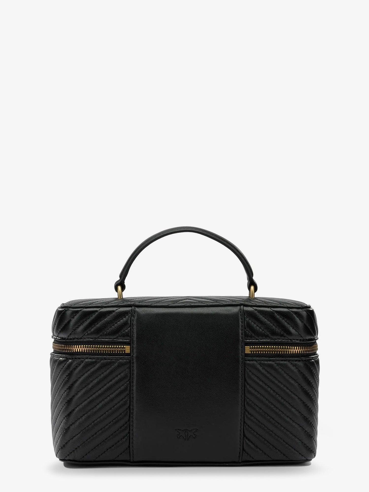 PINKO Leather Beauty Case with Metal Love Birds Logo