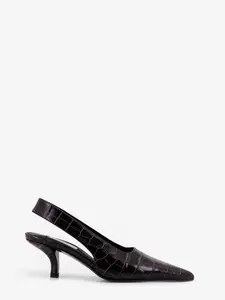 Toteme Leather slingback pumps with embossed Croco print