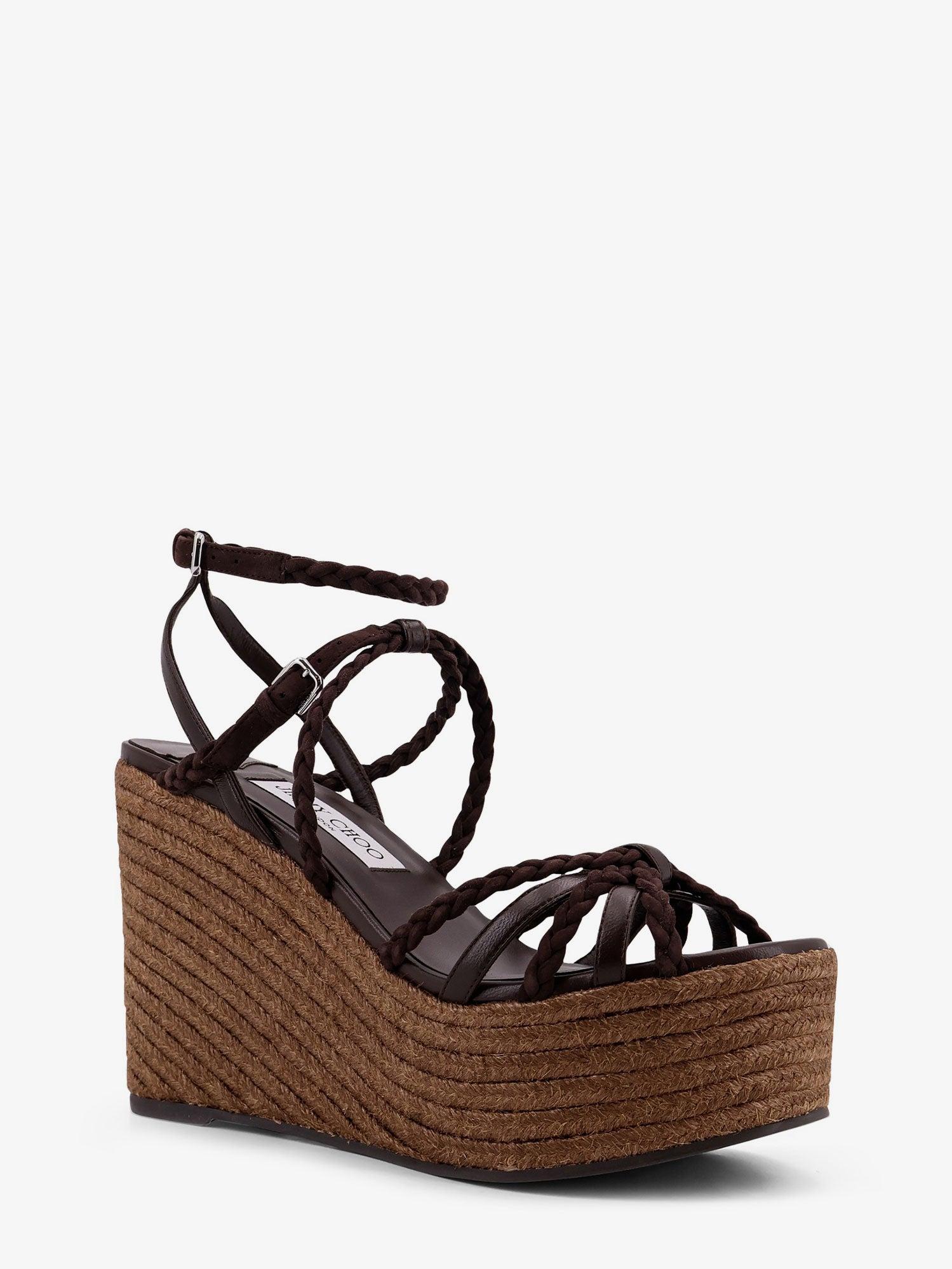 Jimmy Choo Nyra Leather and Raffia Sandals