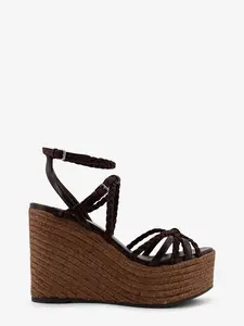 Jimmy Choo Nyra Leather and Raffia Sandals