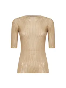 UMA WANG Tan Ribbed Wool Knit T-shirt