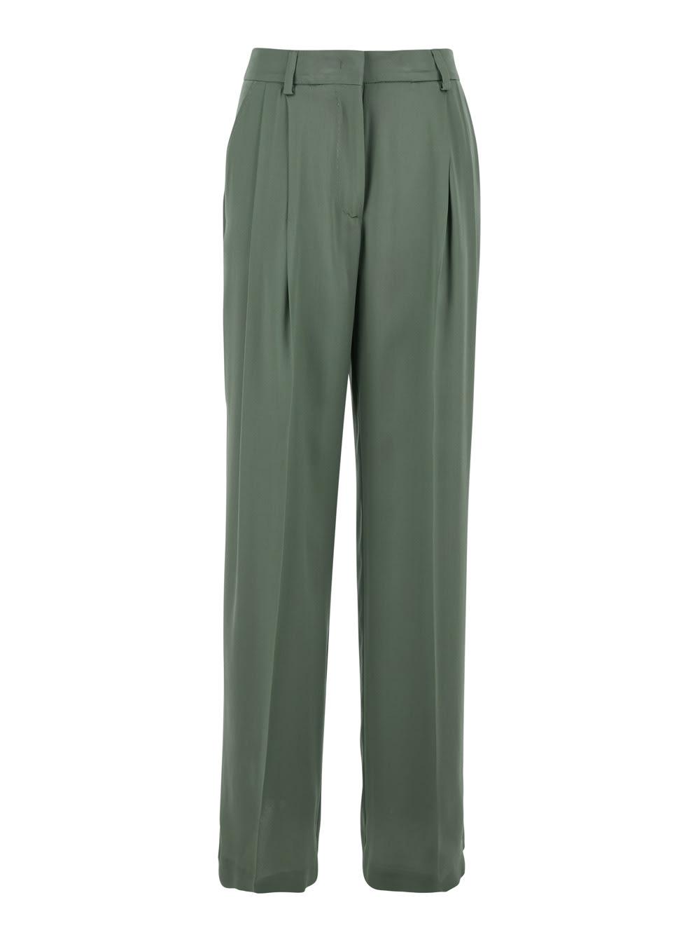 SEMICOUTURE Green Pants With Pences And Concealed Front Closure