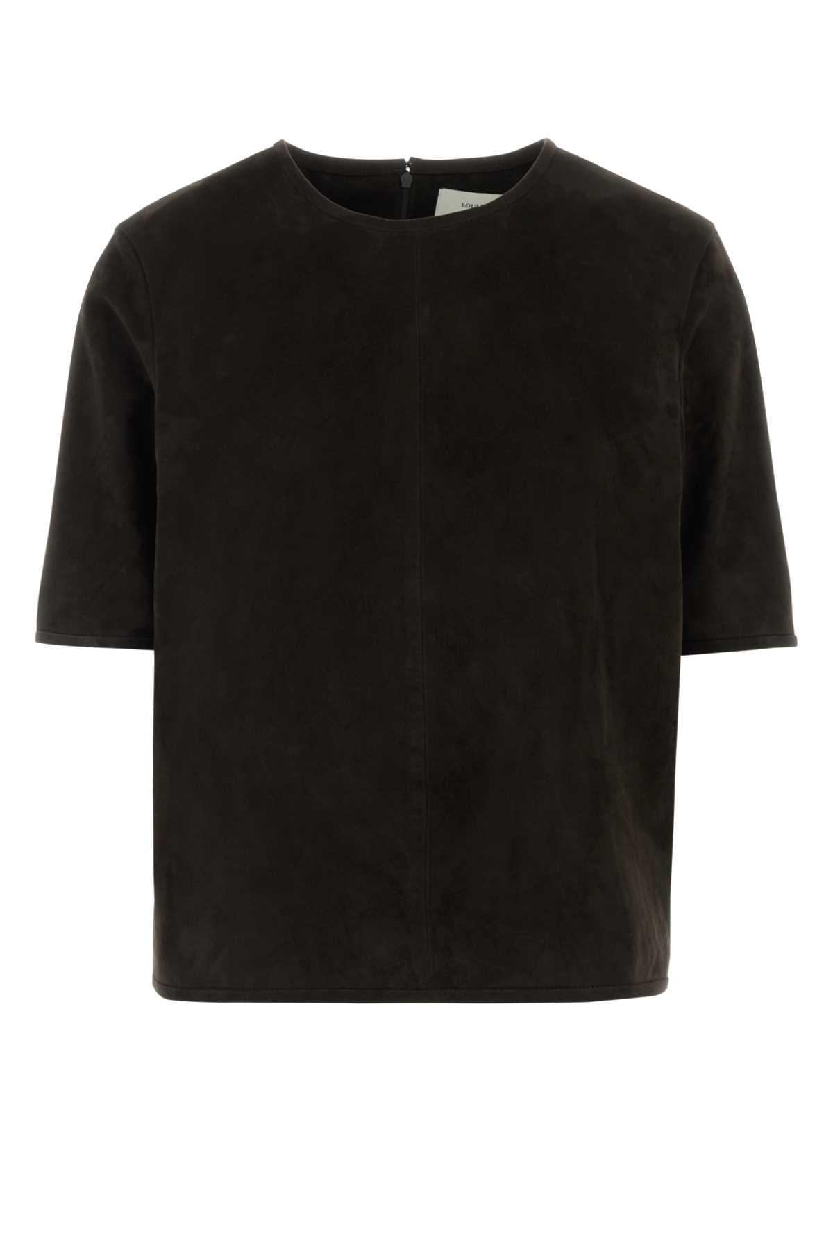 LOULOU STUDIO Brown Suede T-shirt