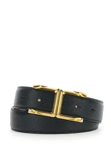 Elisabetta Franchi Black Belt With Front Buckle Closure In Leather