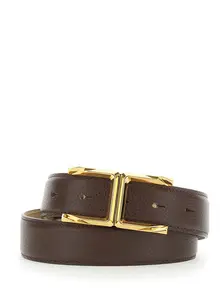 Elisabetta Franchi Brown Belt With Front Buckle Closure In Leather
