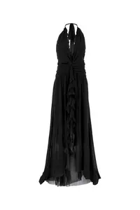 BLUMARINE Black Georgette Long Dress