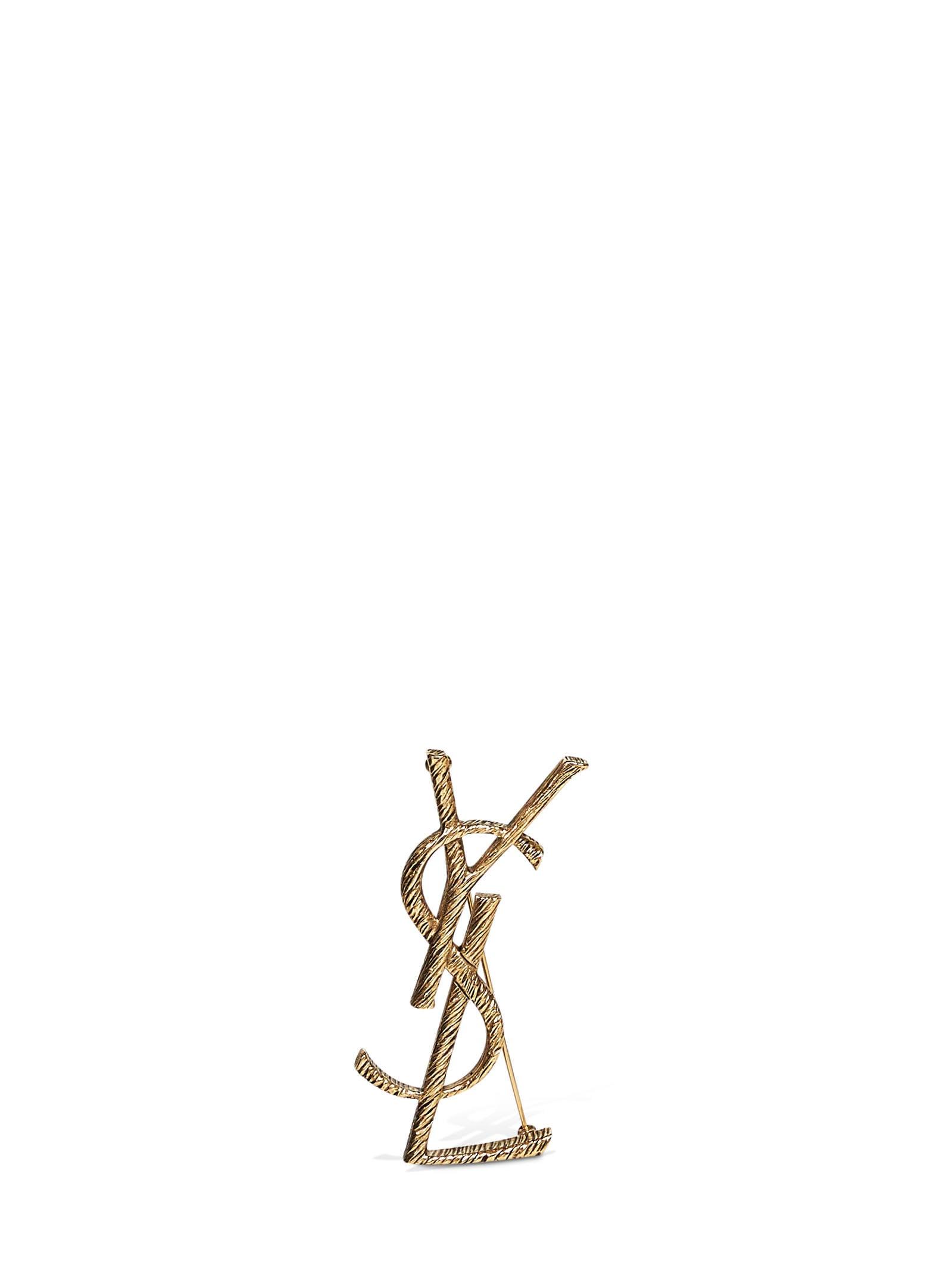 Saint Laurent Gold Metal Cassandre Brooch