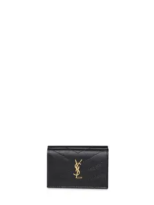 SAINT LAURENT Black Cassandre Origami tiny wallet