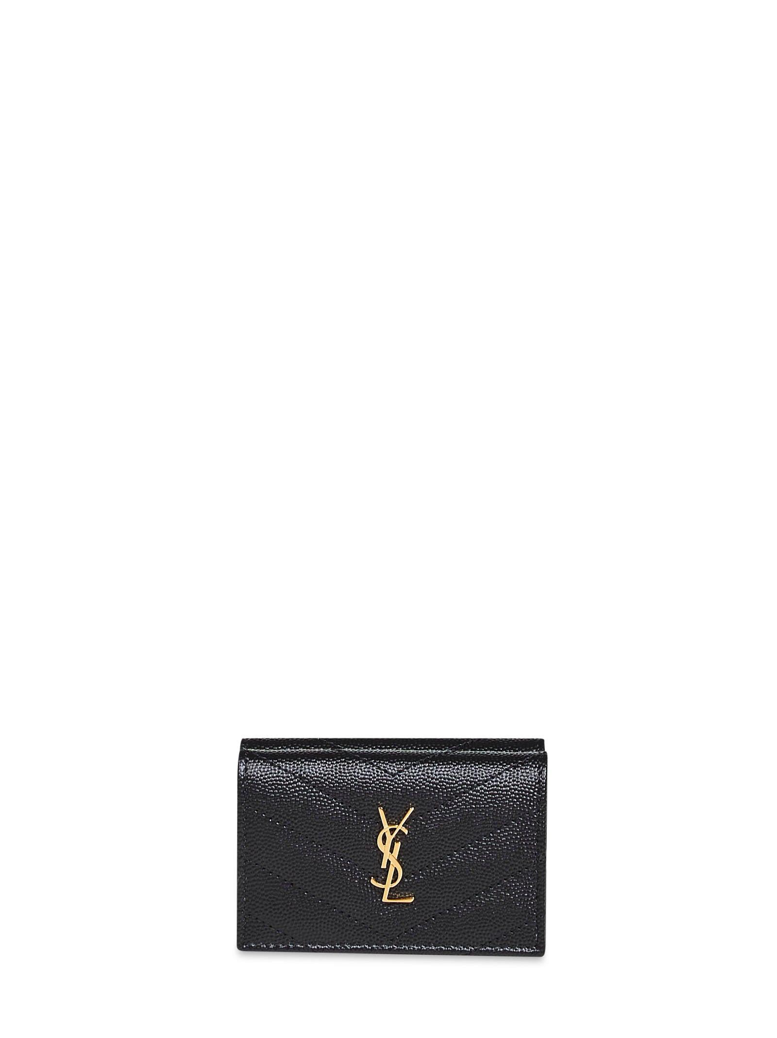 SAINT LAURENT Black Cassandre Origami tiny wallet