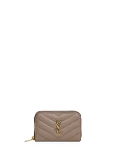 Saint Laurent Light taupe Cassandre zipped change purse