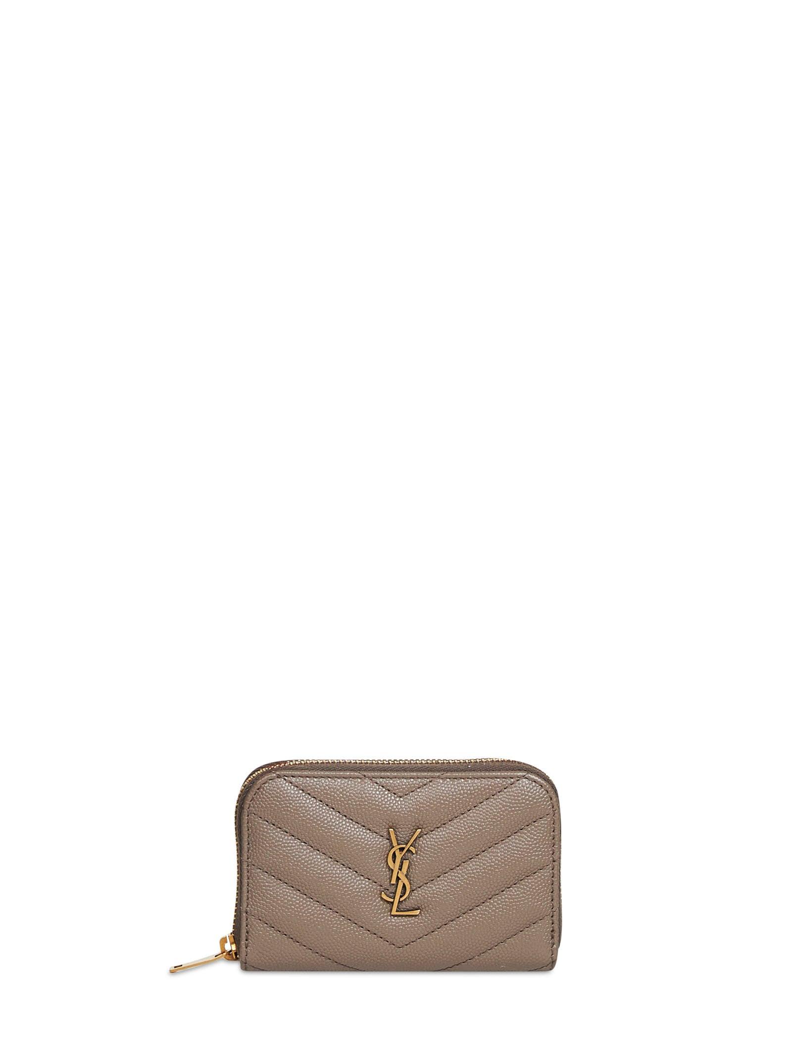 Saint Laurent Light taupe Cassandre zipped change purse