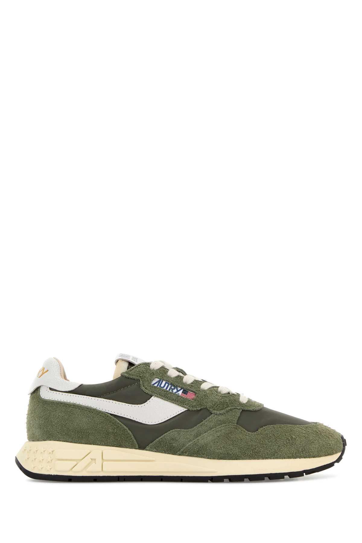 Autry Army Green Fabric And Suede Reelwind Sneakers
