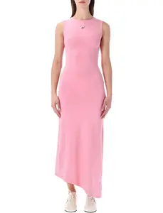Marine Serre Pearl Logo Asymmetrical Long Dress