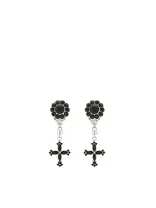 Dolce & Gabbana Drop Earrings With Rhinestone Crosses