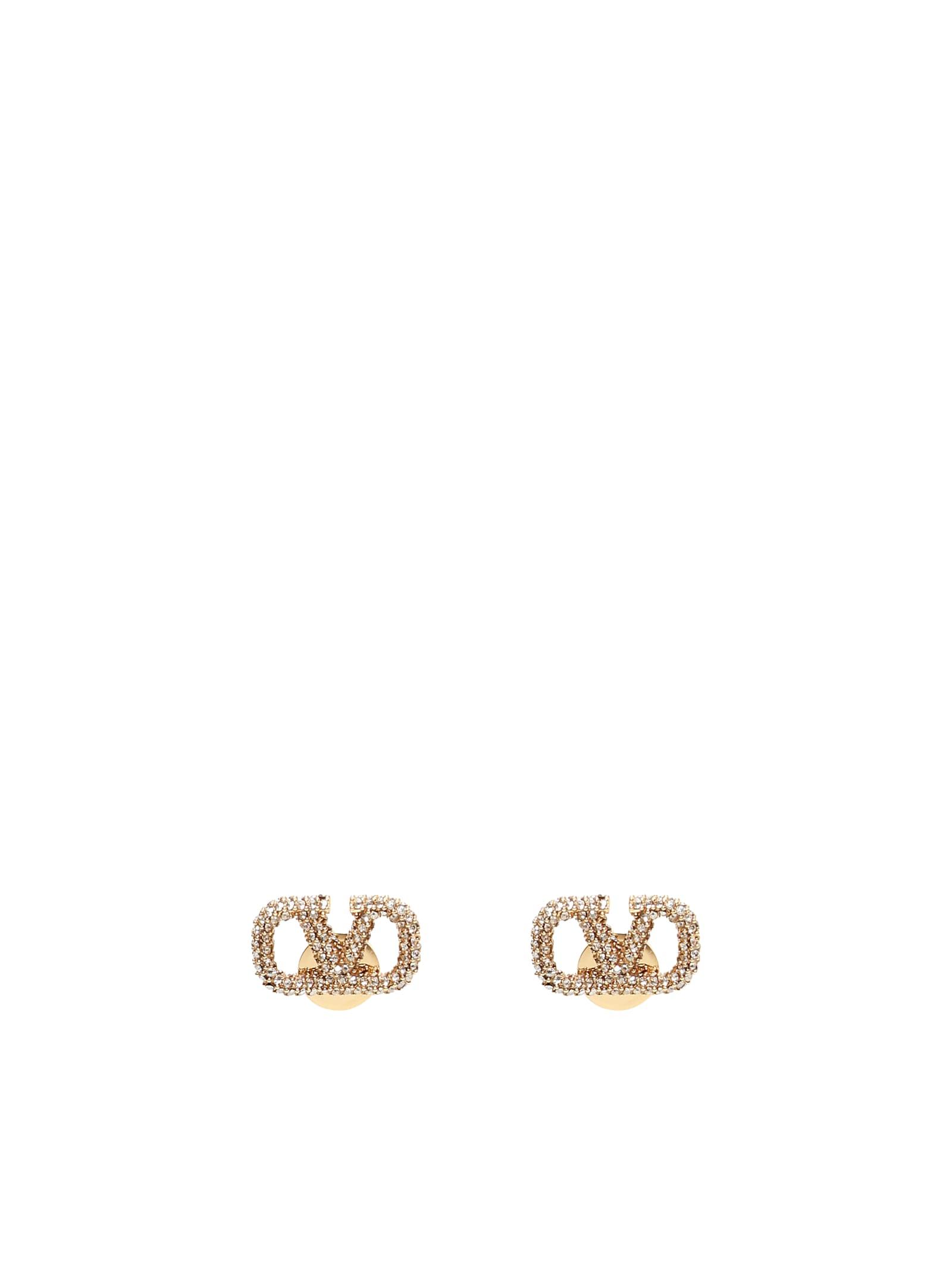 Valentino Garavani Vlogo Signature Metal And Swarovski Crystal Earrings