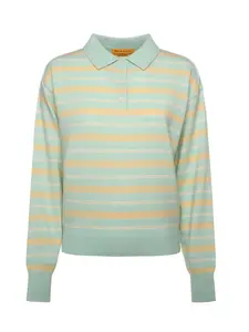 Guest in Residence Collegiate Stripe Cashmere Polo