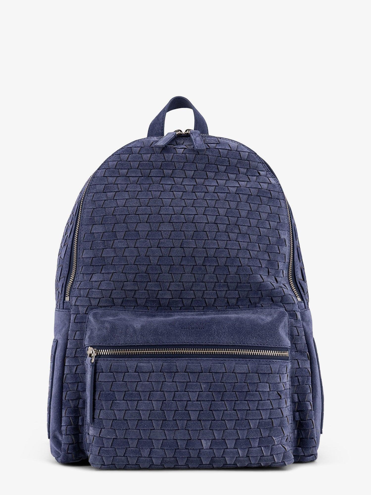 ORCIANI Suede Backpack with Woven Pattern
