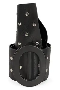 RED Valentino Black Leather Belt With Decorative Studs