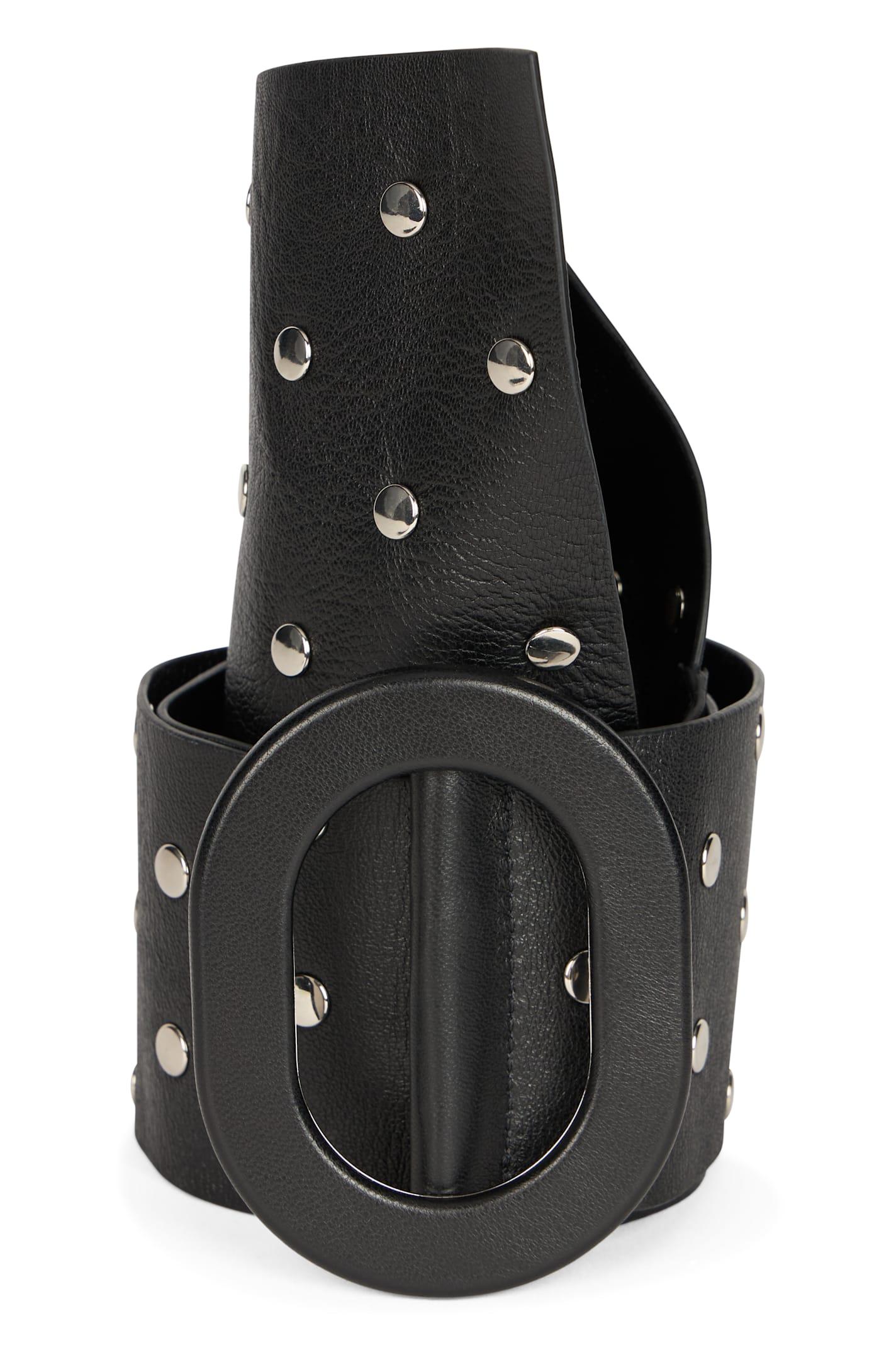 RED Valentino Black Leather Belt With Decorative Studs
