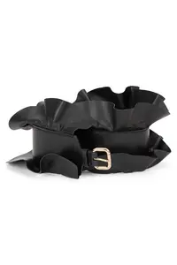 RED Valentino Black Belt With Gold Buckle, Elegant And Modern