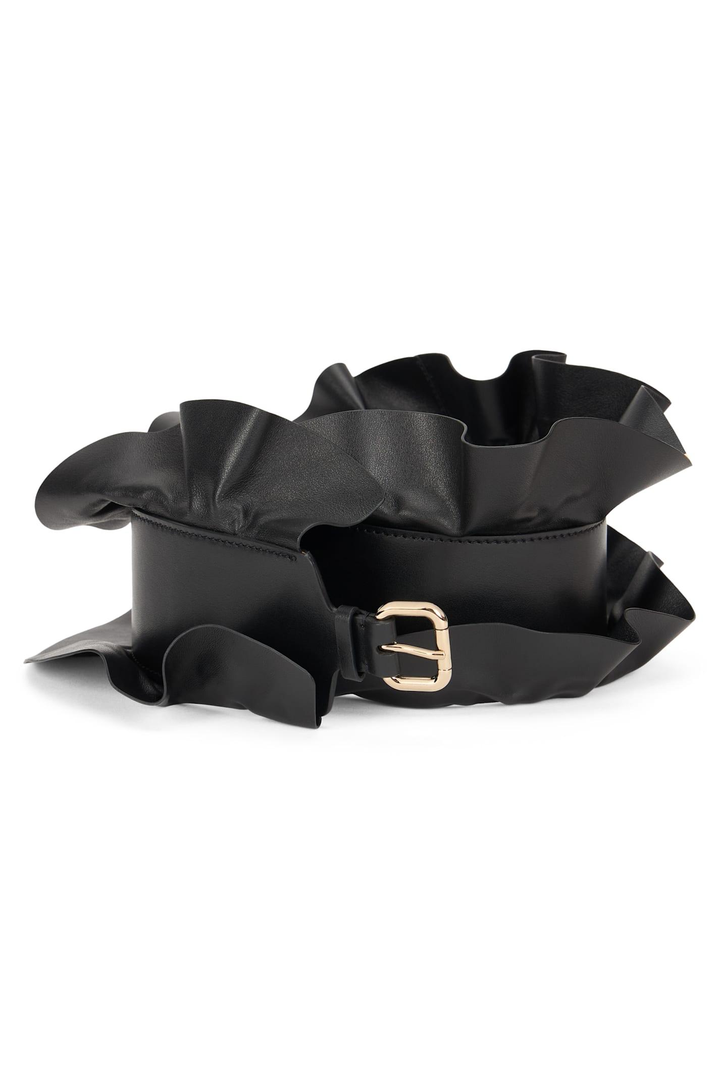 RED Valentino Black Belt With Gold Buckle, Elegant And Modern