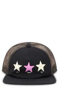 RED Valentino Modern Black Cap With Colored Stars And Transparent Mesh