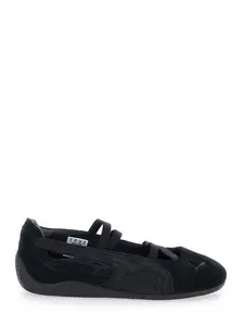 Puma Speedcat Black Ballet Shoes with Snakeskin Print and Buckle Closure