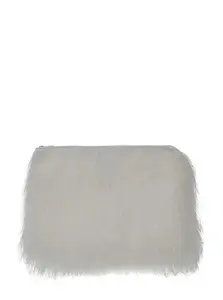 Loulou Studio Evano White Clutch with Fringed Design and Zip Closure