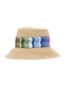 Missoni Multicolor Bucket Hat With Maxi Bow In Raffia