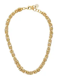 SEMICOUTURE Gold Colored Chain-link Necklace With Rear Claw Clasp Closure And Logo Charm