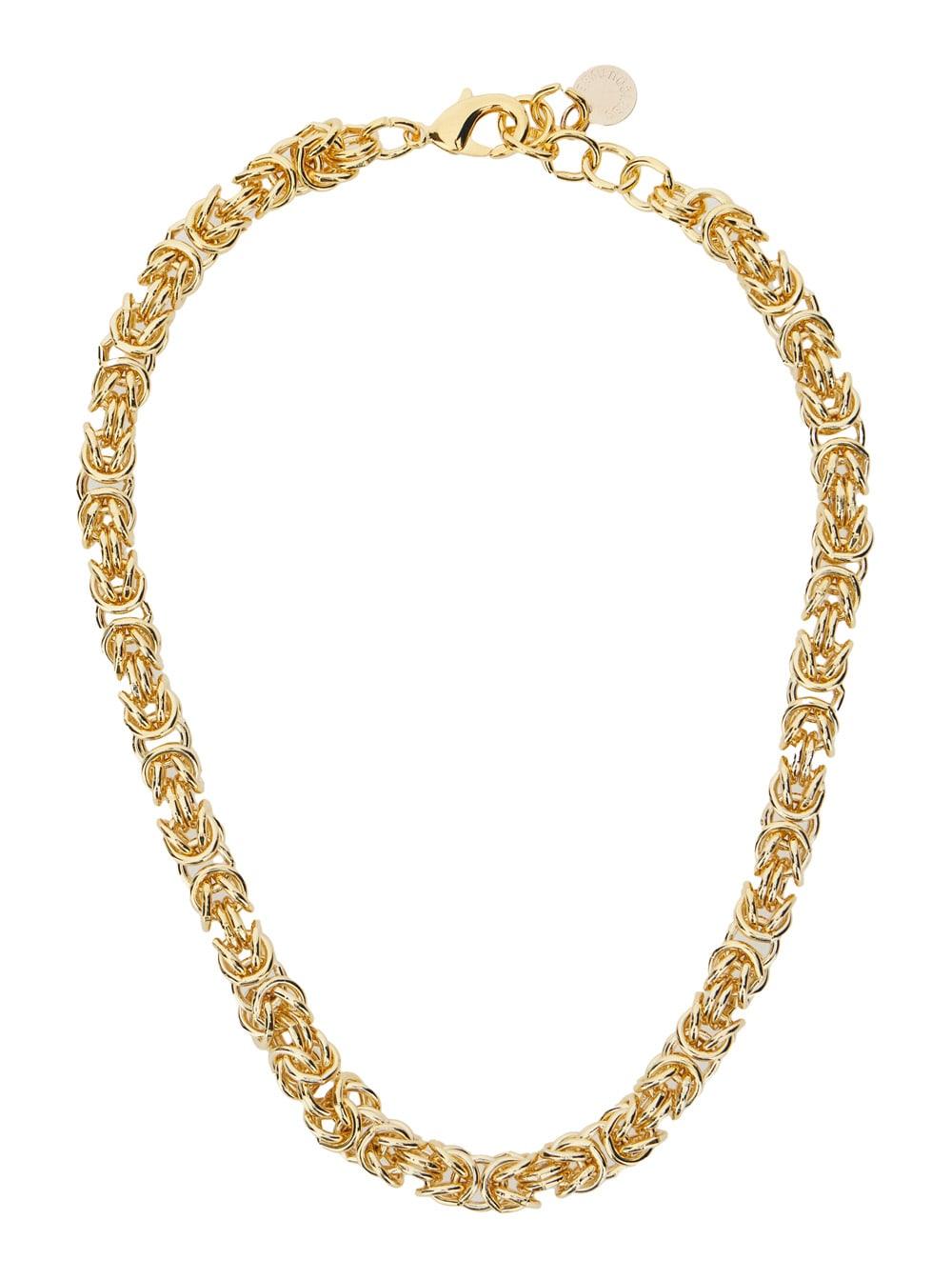 SEMICOUTURE Gold Colored Chain-link Necklace With Rear Claw Clasp Closure And Logo Charm