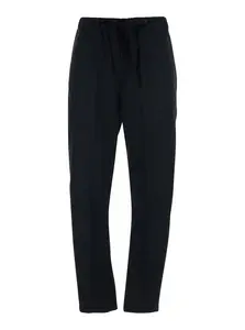 SEMICOUTURE buddy Black Pants With Drawstring Elastic Waist In Cotton Stretch