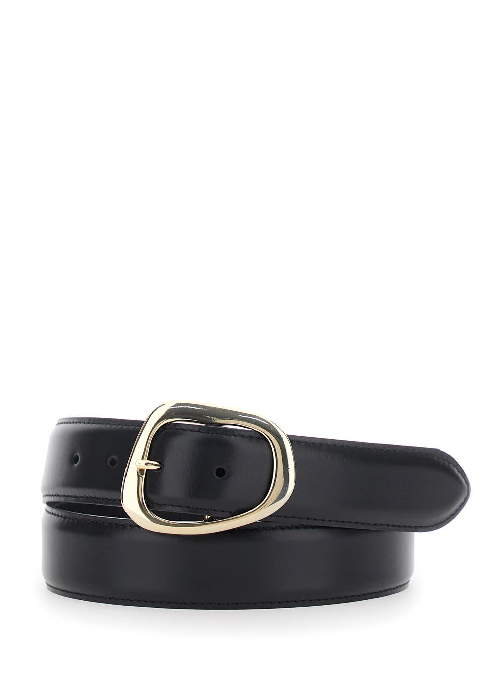 SEMICOUTURE Black Belt With Front Buckle Closure In Leather Woman