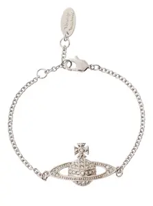 Vivienne Westwood Mini Bas Relief Chain White Bracelet With Orb Charm