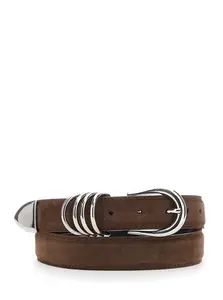 SEMICOUTURE Brown Belt With Buckle Closure In Suede
