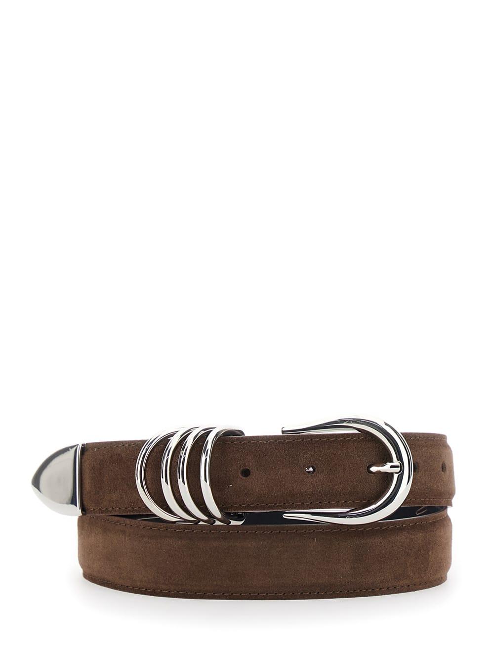 SEMICOUTURE Brown Belt With Buckle Closure In Suede