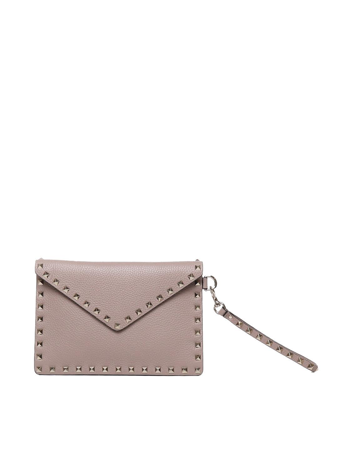 Valentino Garavani Rockstud Pouch in Grained Calfskin