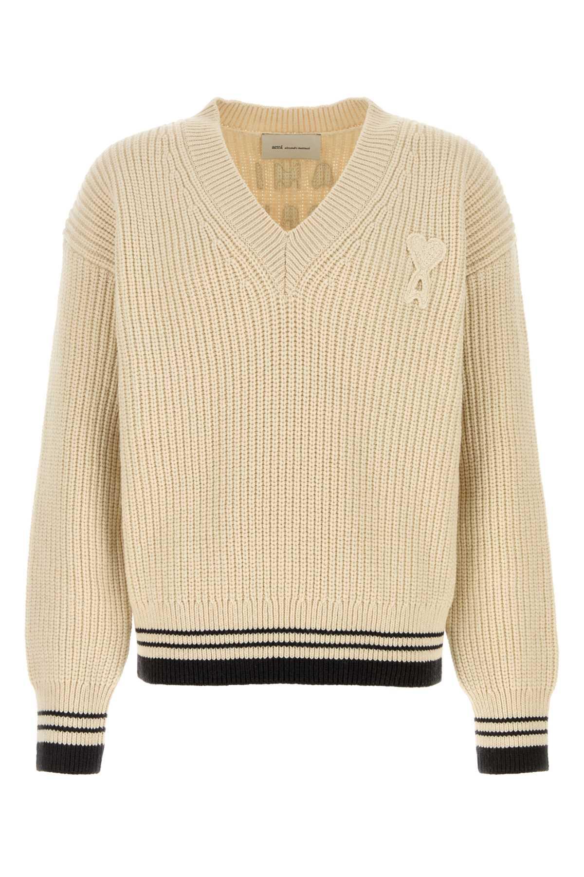Ami Alexandre Mattiussi Ivory Wool Blend Sweater