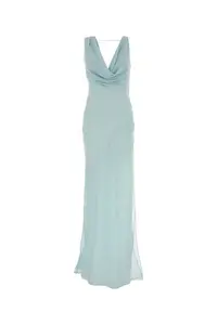 THE ANDAMANE Light Blue Stretch Georgette Minerva Long Dress
