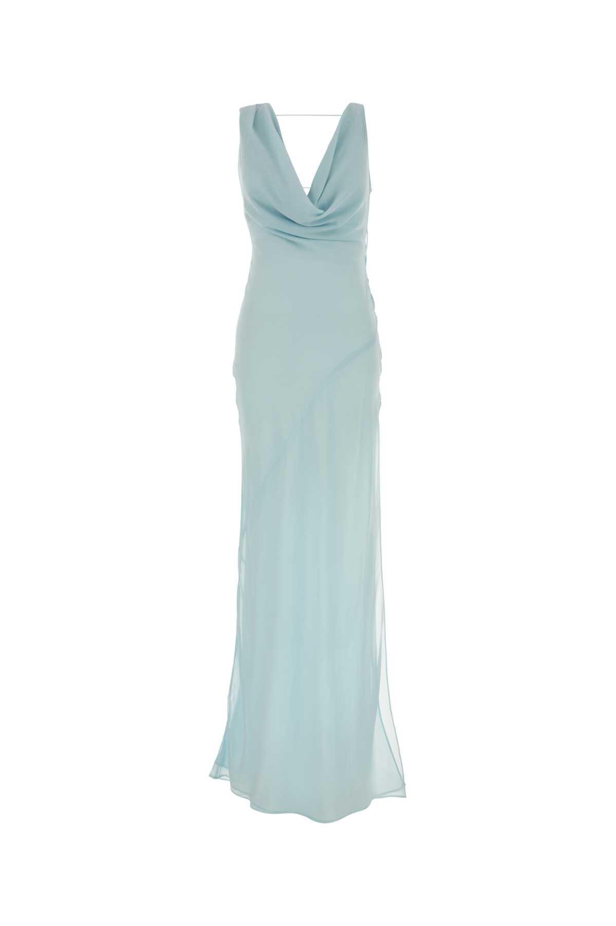 THE ANDAMANE Light Blue Stretch Georgette Minerva Long Dress