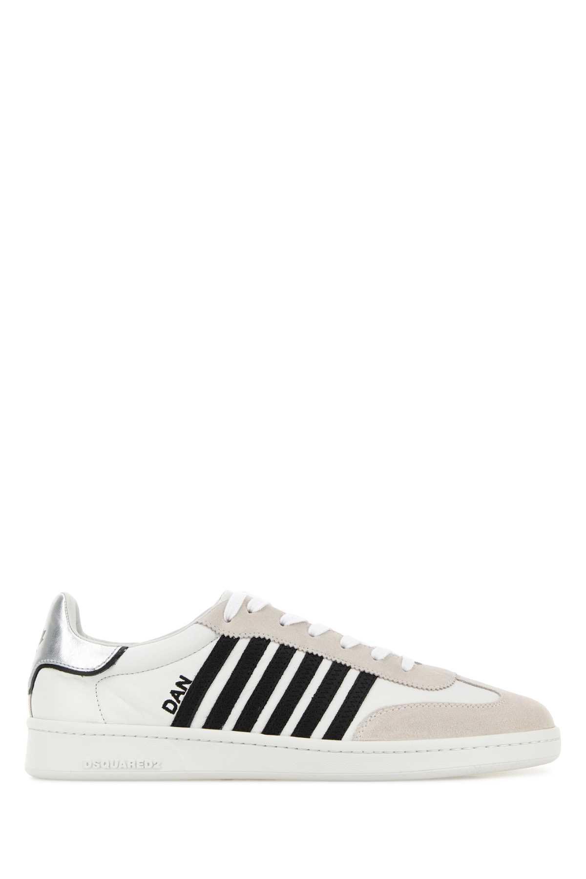 Dsquared2 White Nappa Leather Boxer Sneakers