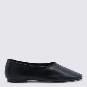 By Far Prudence Black Creased Leather Flat