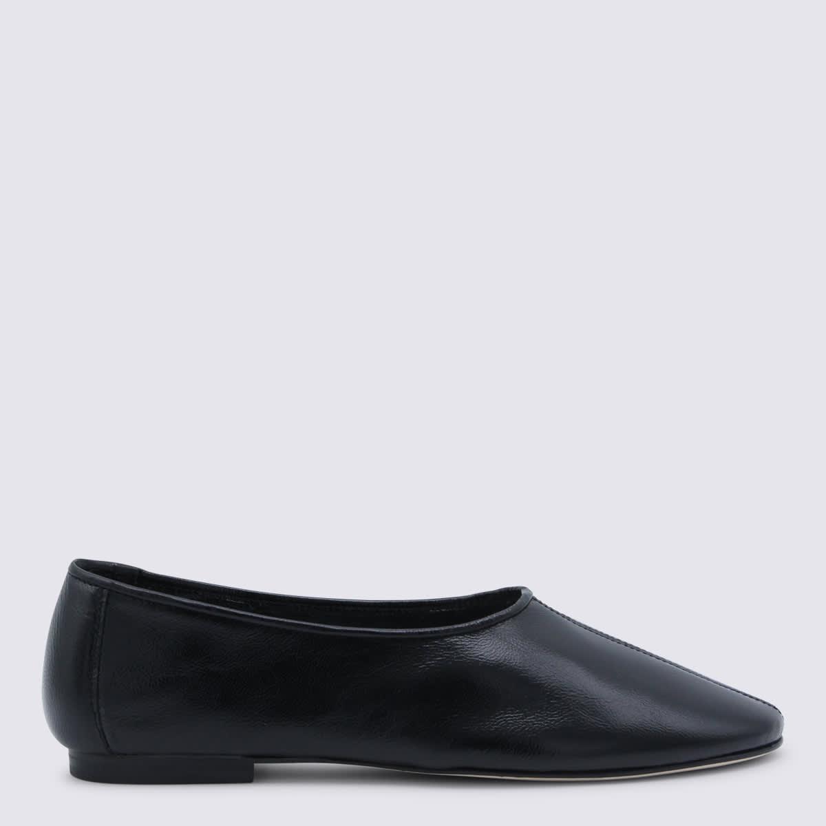 By Far Prudence Black Creased Leather Flat