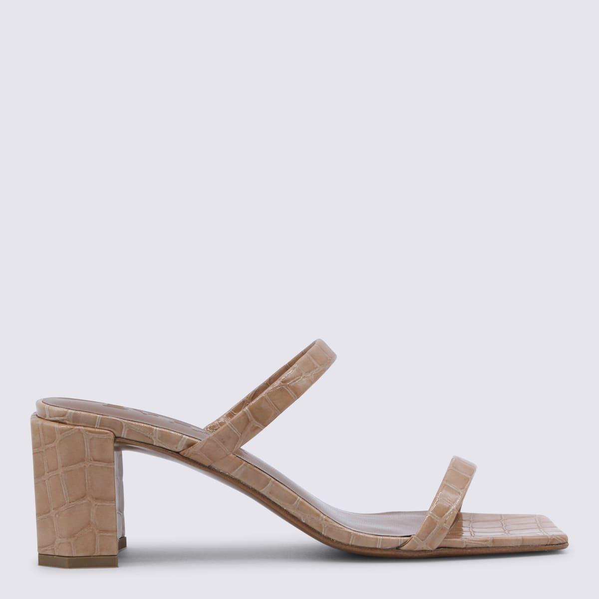 By Far Tanya Light Tan Croco Embossed Leather Sandal